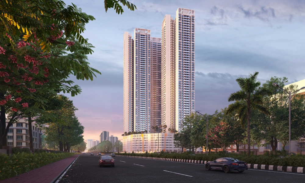 Dosti 604 tower viewed from Wagle Estate